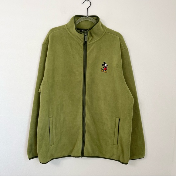 Disney Mickey Mouse Forest Green Fleece Jacket Size X-Large NWT Fleece - Picture 2 of 9